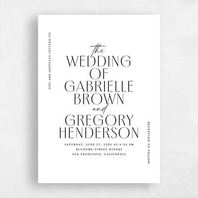 White Wedding Invitation - Brooklyn Portrait