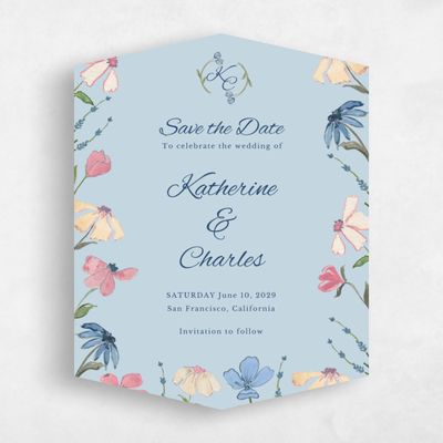Blue Diamond Wedding Save the Date - Mireille Portrait