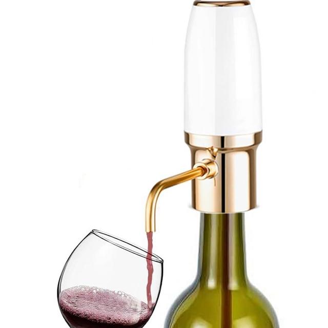 Thirdtms Automatic Wine Aerator Pourer Spout, Wine Air Aerator Pourer, Red Wine Aerator, Electric Wine Decanter with Aerator USB Rechargeable, Gifts idea for Wine Lovers White & Gold