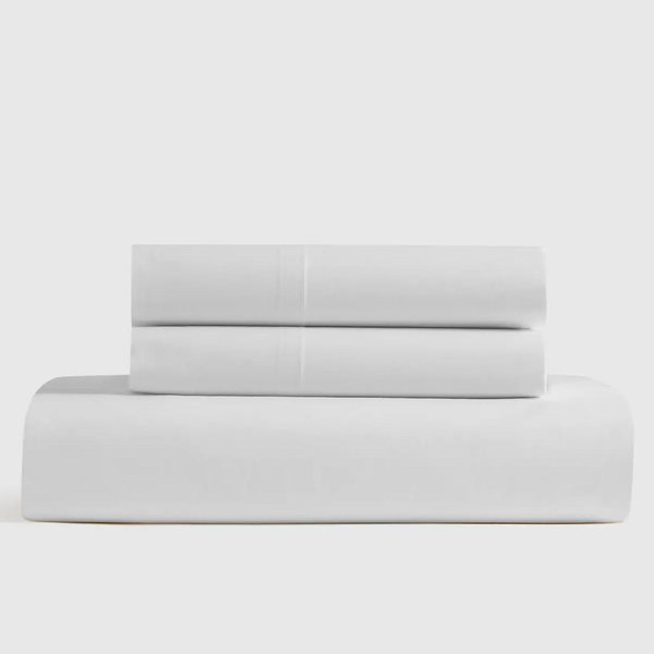 Classic Organic Percale Fitted Sheet Set in White