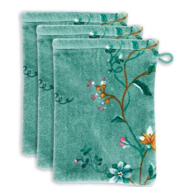 Washcloth Set/3 Les Fleurs Green 16x22 cm
