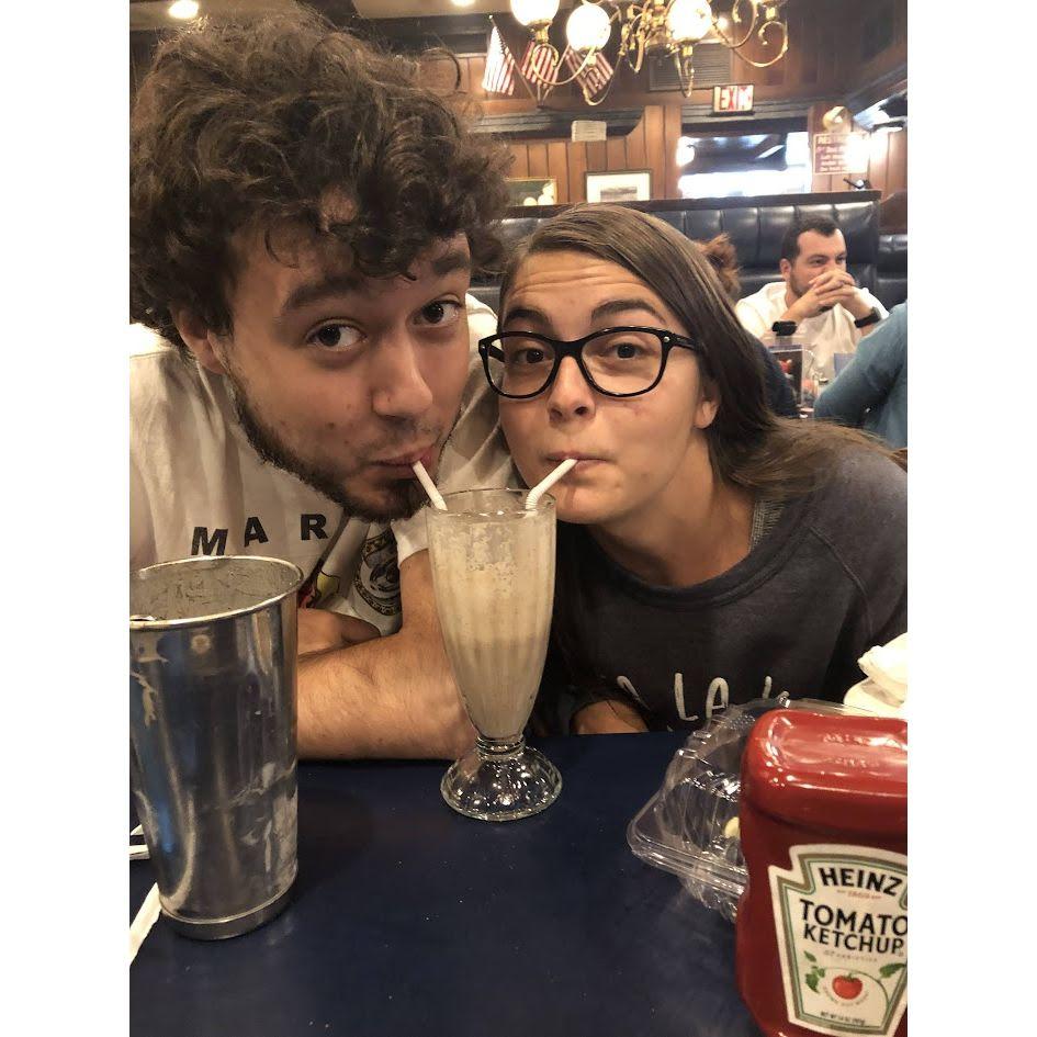 August 2019 - moved in together at State College. This is at The Corner Room one of the first nights we lived together.