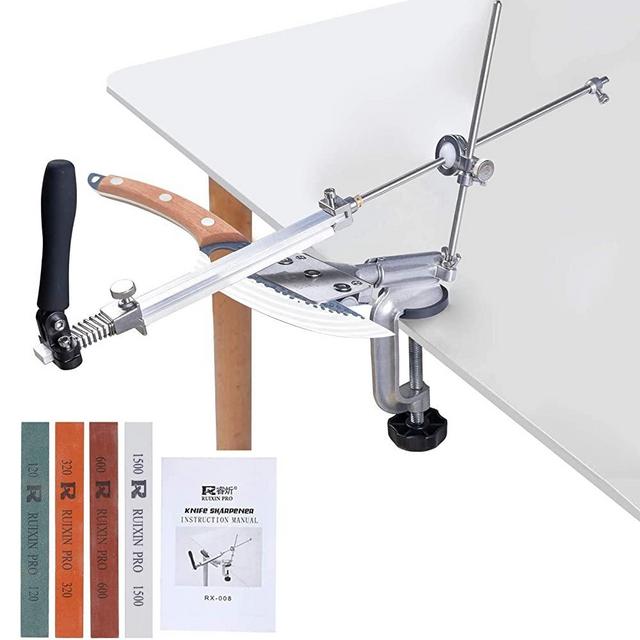RUIXIN PRO Professional Knife Sharpener RX-008 360° Rotation Flip Design Fixed-Angle Iron Steel Kitchen Chef Sharpening Kit System Tools With 4 Whetstones