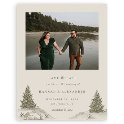 Classic Greige, Green Wedding Digital Save the Date - Auburn Photo