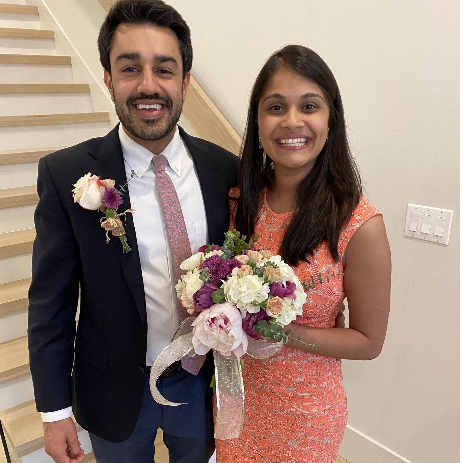 Our Zoom marriage in the comfort of Rinku and Neil's home.