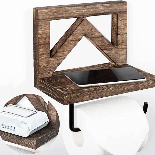 Rustic Toilet Paper Holder - Rustic Bathroom Decor - Country Style Farmhouse Bathroom Accessories Light Brown