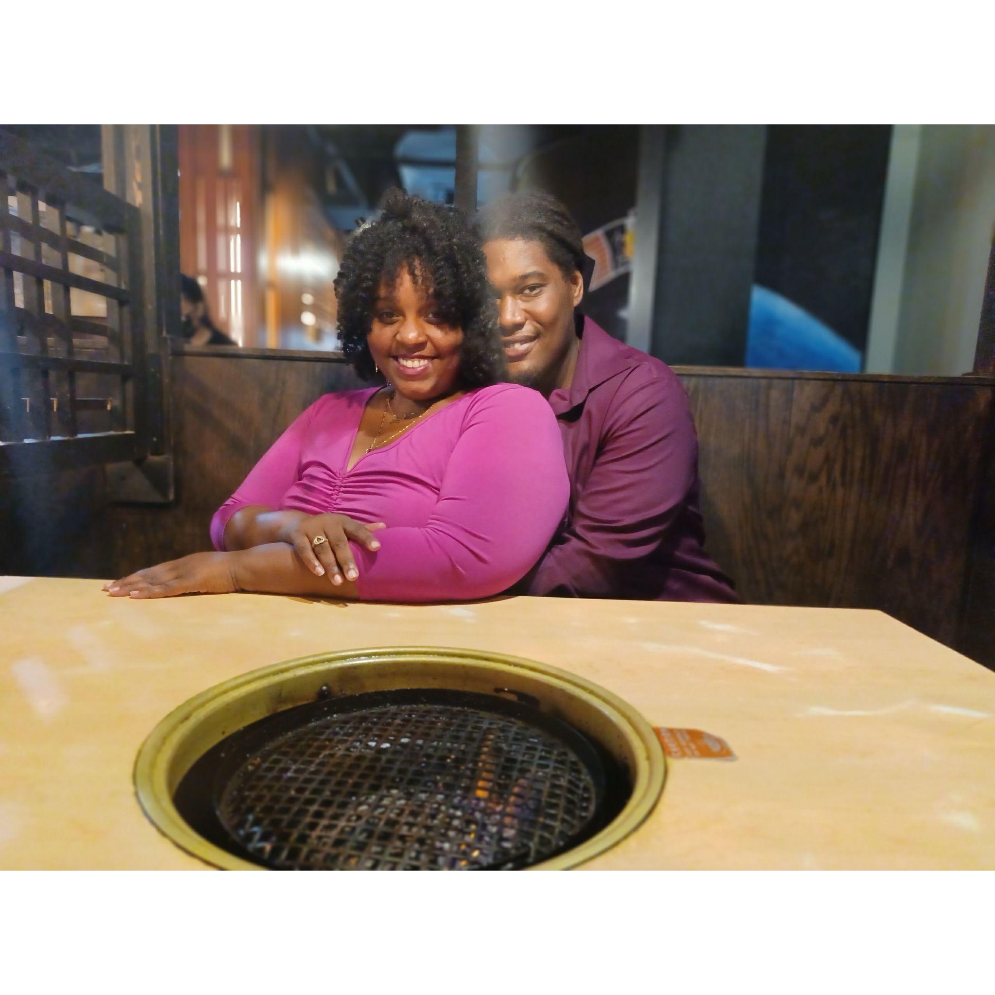 Our First Date as a official couple August 2021, the waitress insisted on taking a picture of us.