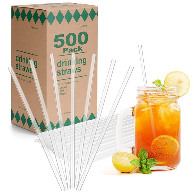 Minimal Store 500 PCS Clear Plastic Straws Disposable – 7.75" Long x 0.24" Wide – Unwrapped Drinking Straws Plastic for Restaurants, Parties, Home