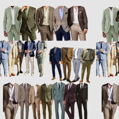 Men: Light suits or dress pants with blazers in soft neutrals or light tones.