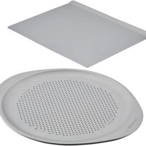 Farberware GoldenBake Nonstick Baking Sheet and Pizza Crisper Pan Set, 2 Piece, Gray