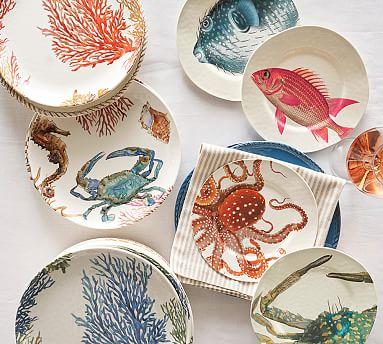 Under the Sea Critter Salad Plate, Mixed Set of 4