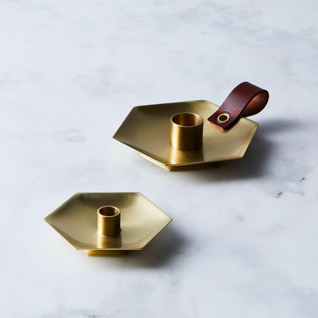 Honeycomb Brass Candlestick Holder