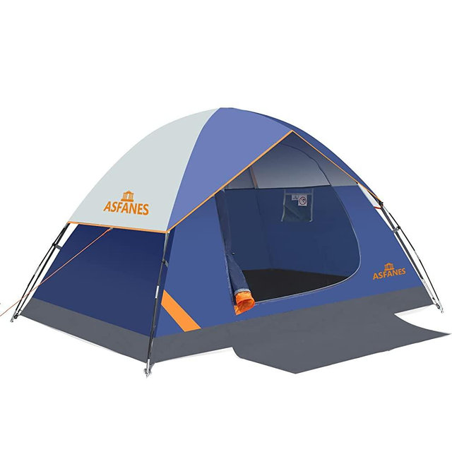 ASFANES Camping Tent 2/4 Person Family Outdoor Portable Tent with Camping Tarp,Waterproof Windproof UV Protection Tent Suitable for Car Camping, Backpacking, Fishing, or Backyard Camping(Blue/Green)