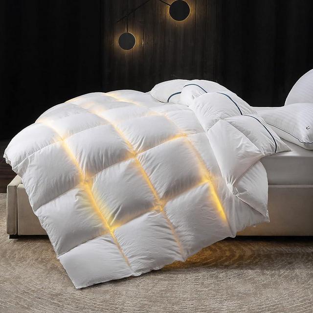Bedsure Down Comforter King Size Winter- Goose Feather Down Duvet Insert King for Winter - White Down Comforter 70 Oz with 8 Corner Tabs Machine Washable (106 * 90, Winter)