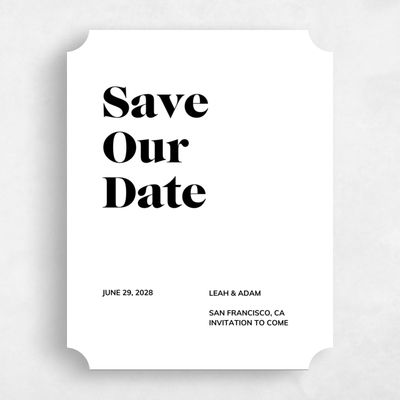 White Ticket Wedding Save the Date - Everett Type