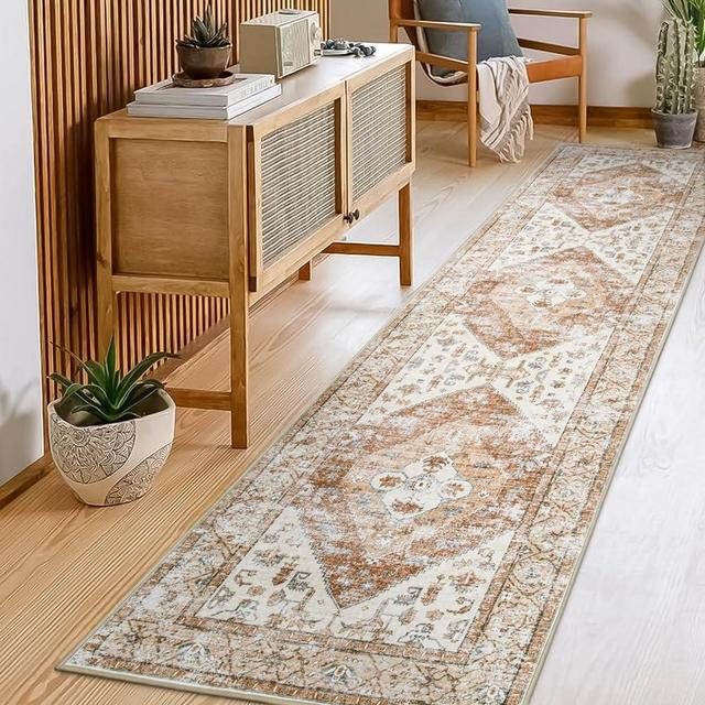 Lahome Boho Carpet Runners for Hallway 10 Ft - Washable Non-Slip Runner Rug Non-Shedding Lightweitht Long Kitchen Rugs Runners, Oriental Distressed Print Floor Runners for Entrance Laundry Room Foyer
