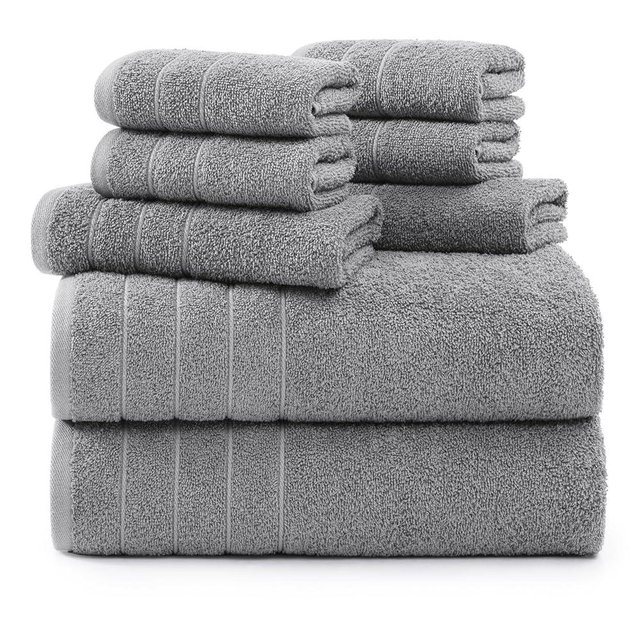 Casa Platino Large Bath Towels Set- 2 Bath Towels(30x 60), 2 Hand Towels & 4 Washcloths - Complete Bathrom Towels Set, Mercerized Soft Cotton Towel Set for Bathroom, Absorbent Towel Set- Grey