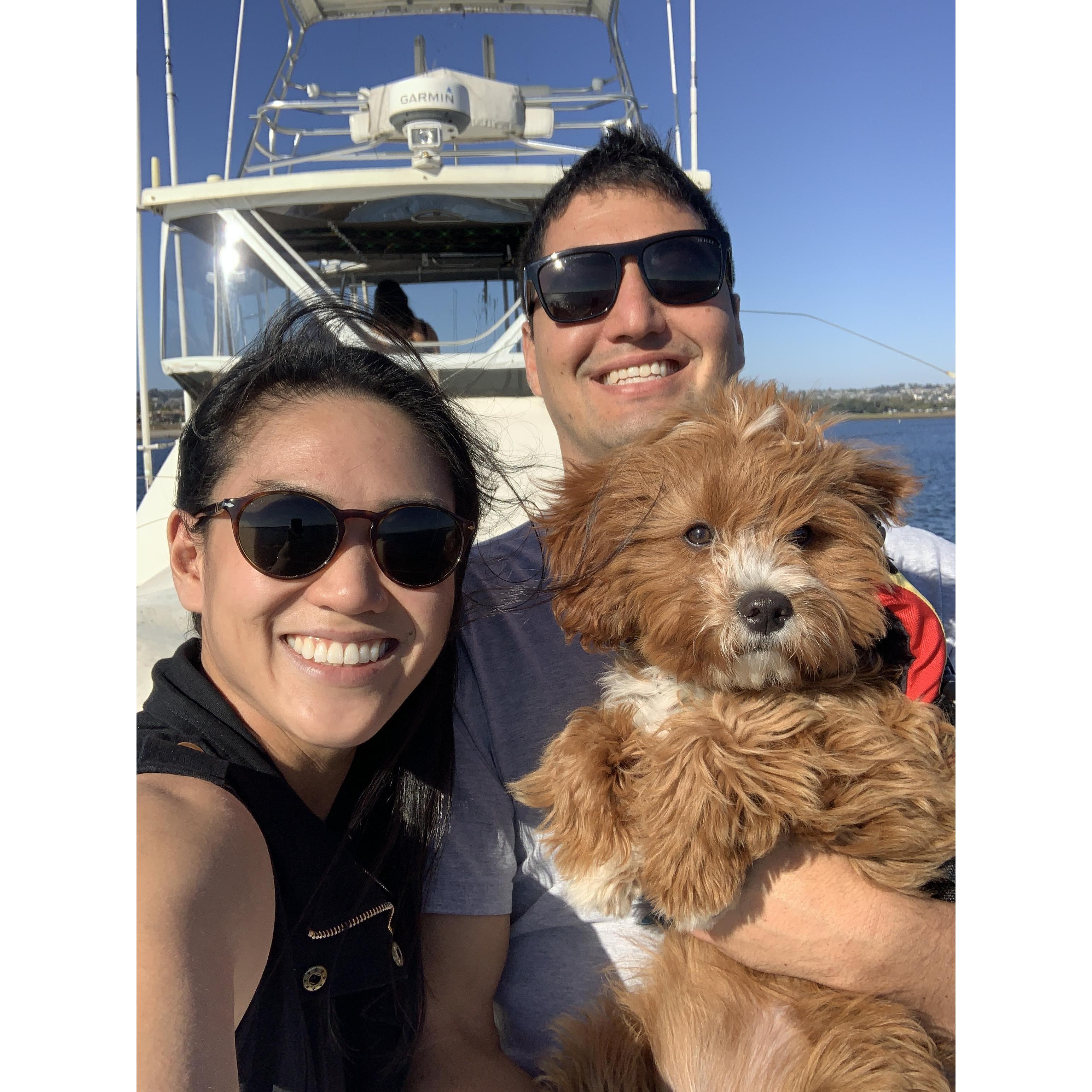 Gracie's first boat ride