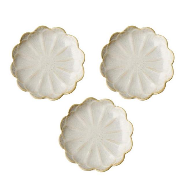 Amosfun 3Pcs Ceramic Dipping Dishes Seasoning Sauce Dishes Flower Shaped Food Plates for Home Restaurant