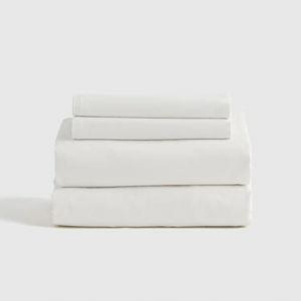 Organic Brushed Cotton Sheet Set - White, Twin