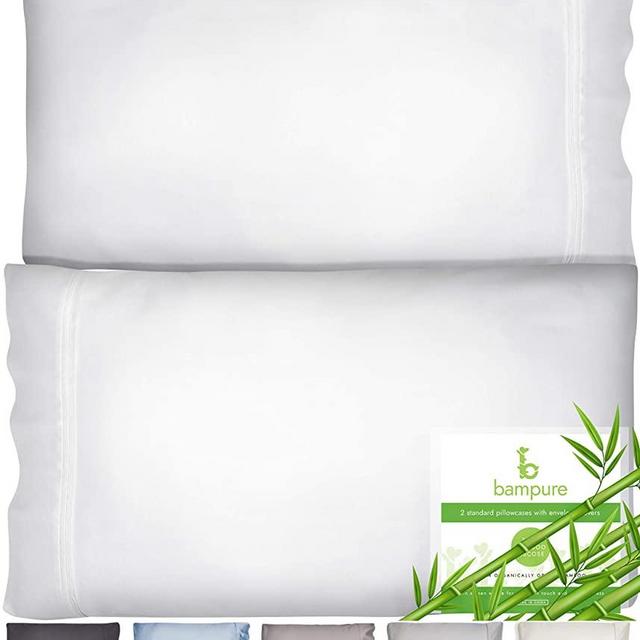 BAMPURE Pillowcase Queen Bamboo Pillow Case Queen Size (20x30) - 100% Organic Bamboo Large Pillow Cases Cooling Pillowcase Cooling Pillow Cases Cool Pillow Cases Set of 2 Pillowcases White