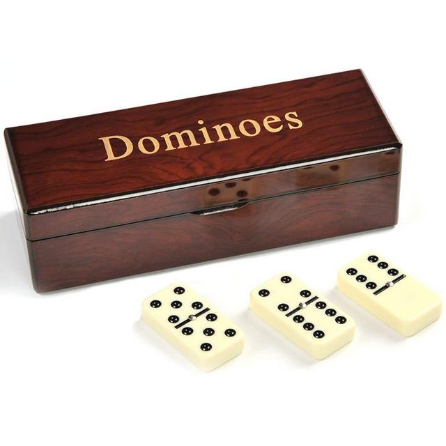 MINGXUN Double 6 Dominoes Gift Set 28 Tiles with Spinner in Wooden Box