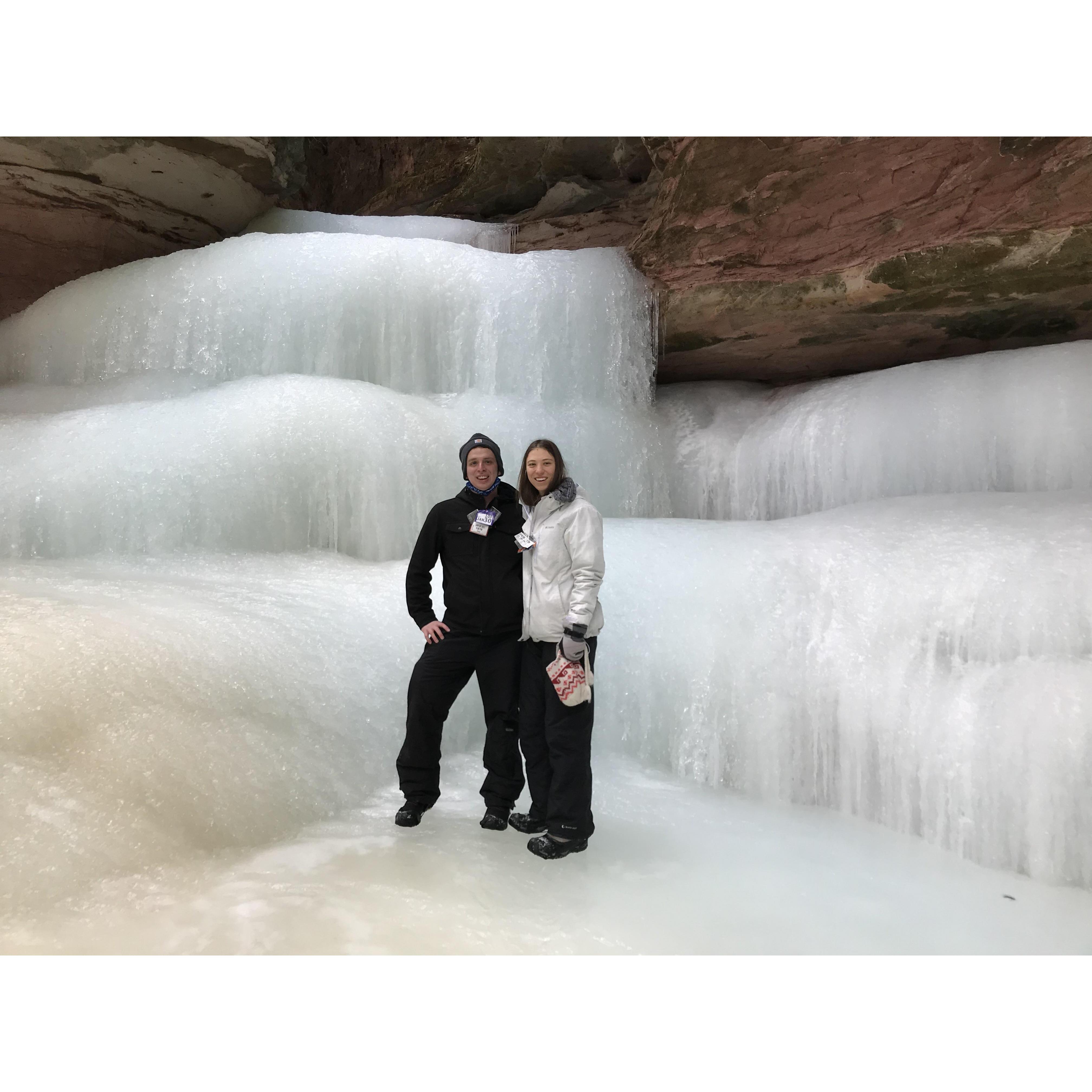 Ice cave tour along Lake Superior