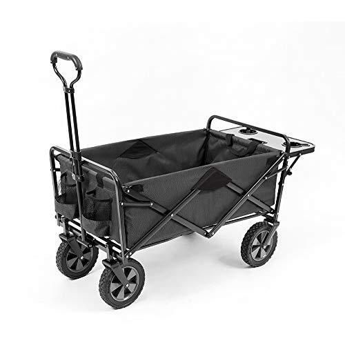 Mac Sports Collapsible Outdoor Utility Wagon with Folding Table and Drink Holders, Gray