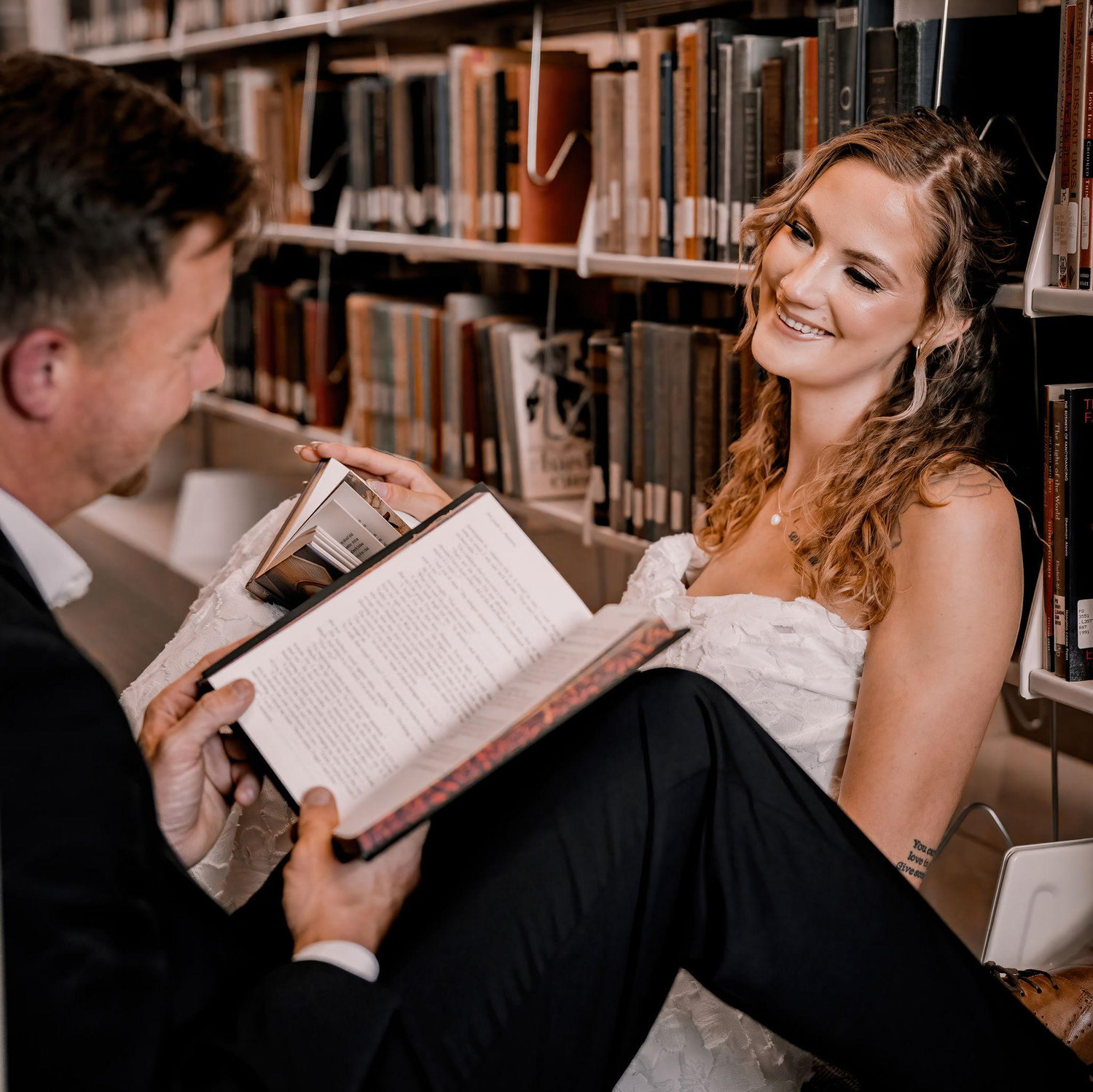 From our engagement shoot at the Agnes Scott library.