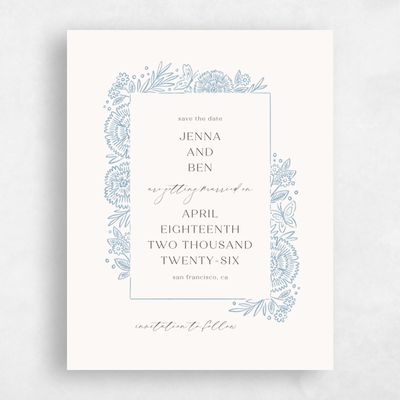 Dusty Blue Wedding Save the Date - Keita Portrait