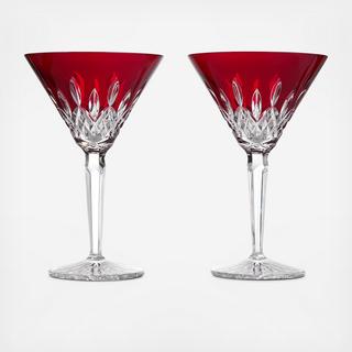 Lismore Red Martini Glass, Set of 2