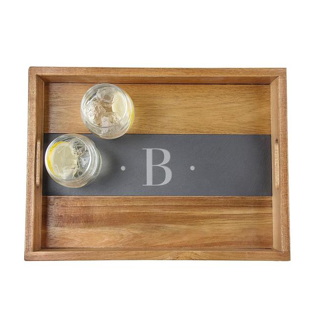 Cathy's Concepts Personalized Acacia and Slate Tray