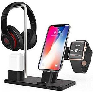XUNMEJ Apple Watch Stand Station Apple Watch Charging Dock Station iPhone Docking Headphones Stand Holder iPhone Docking Station for Apple Watch Series 2 / 1 AirPods iPhone 7 7plus 6s 6plus iPad(Gray)