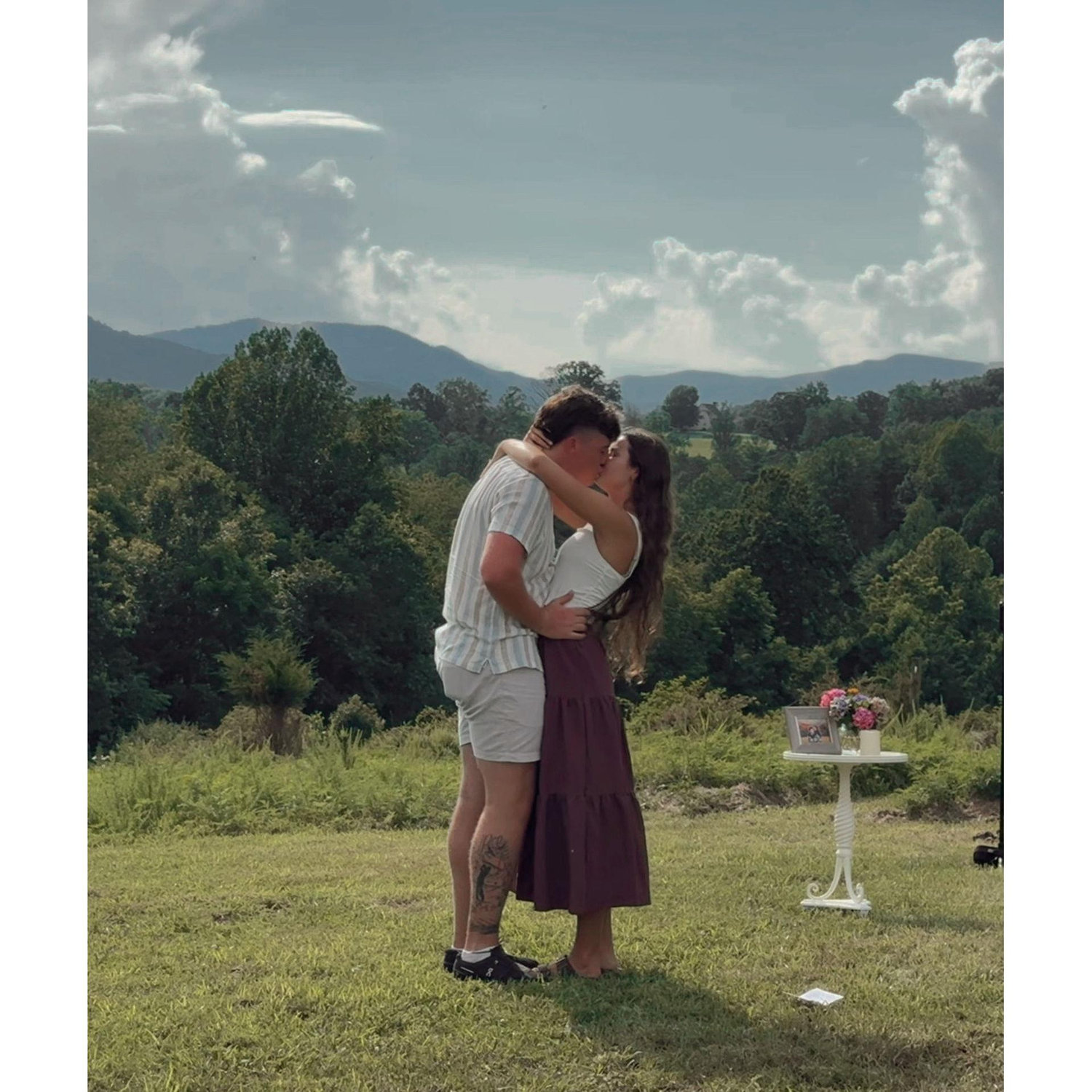 Our first kiss after he proposed