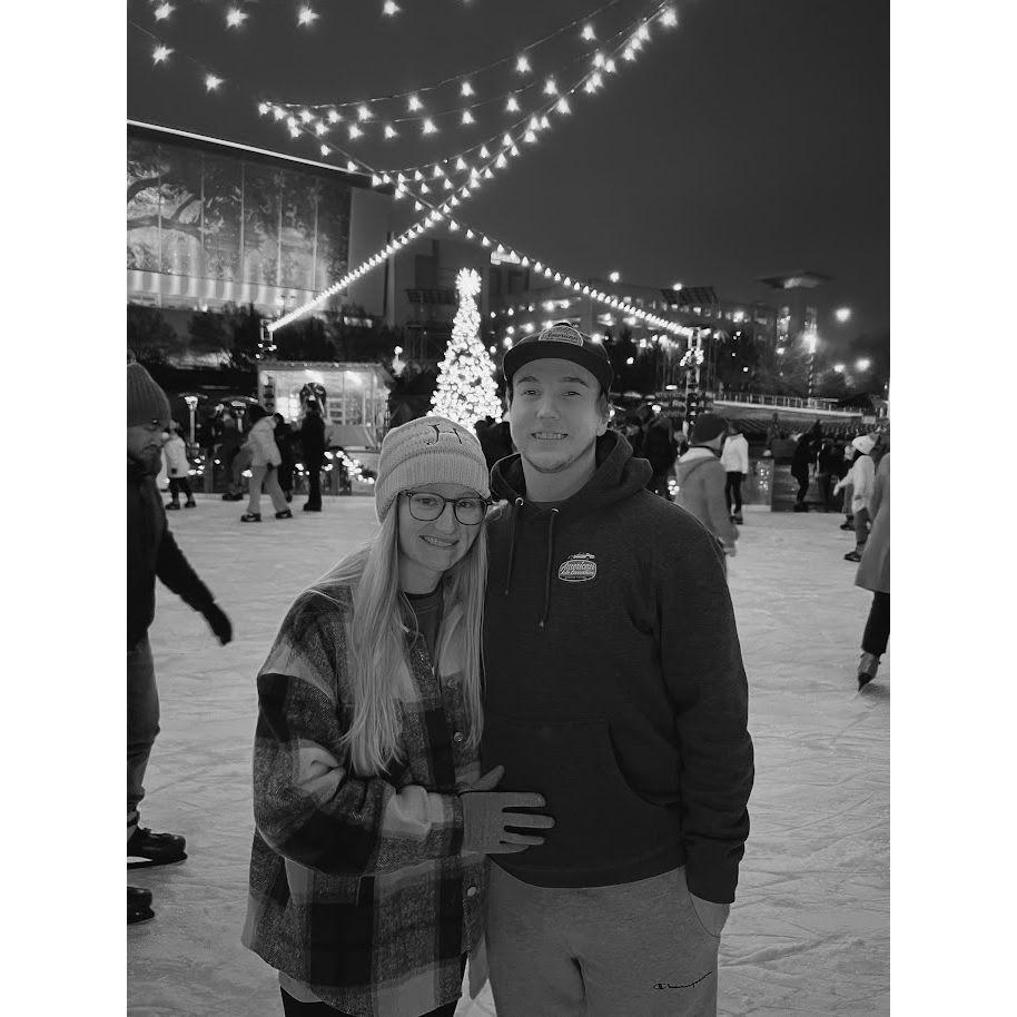 12/15/22- Hannah and Landon ice skating at The Rink in downtown Raleigh at Christmastime!