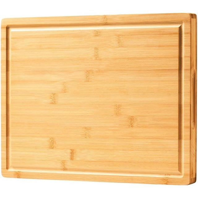 Bamboo Wood Cutting Boards for Kitchen, 1" Thick Charcuterie Boards, Butcher Block with Juice Grooves & Handles