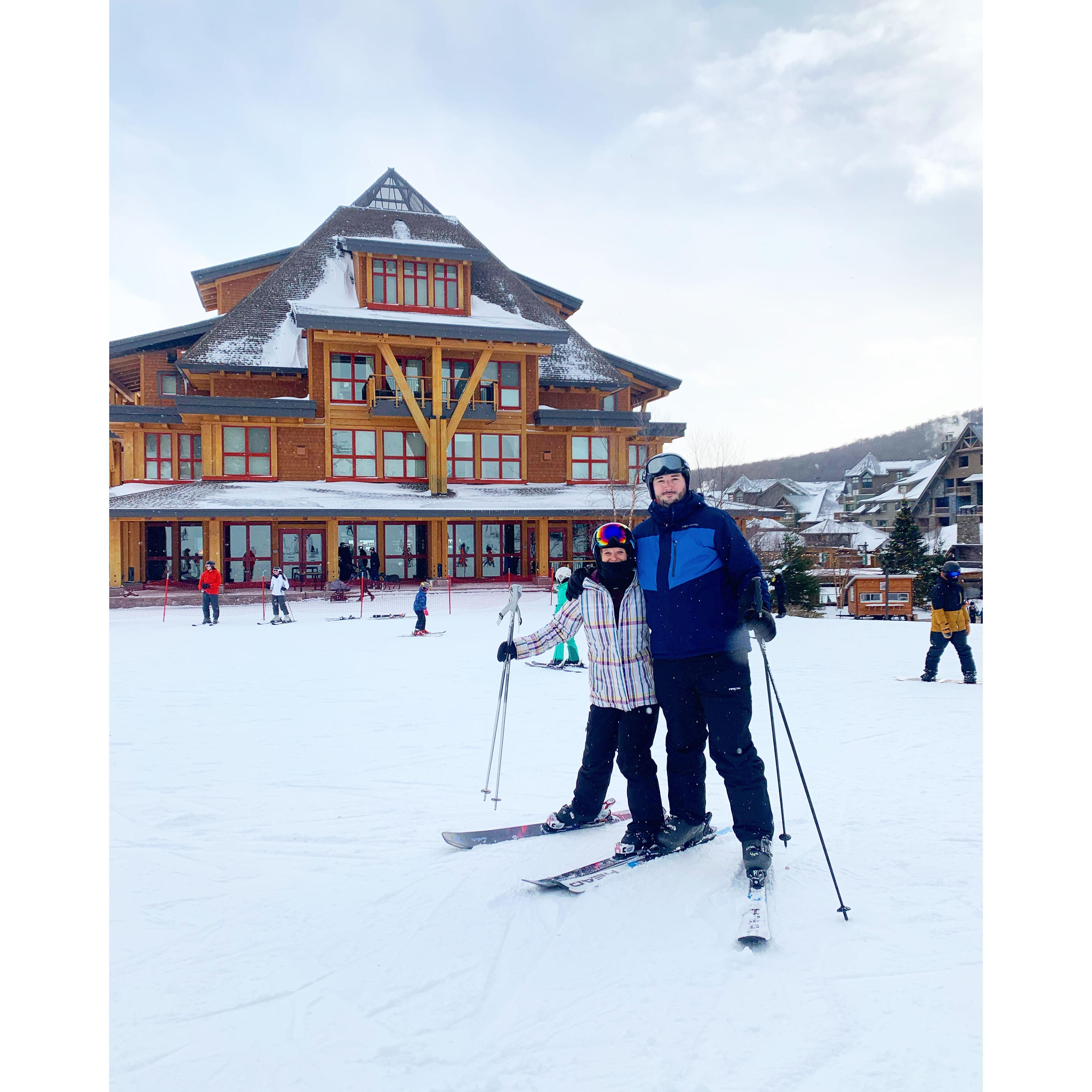 Allie trying to kill Casey on the slopes of Stowe, Vermont.