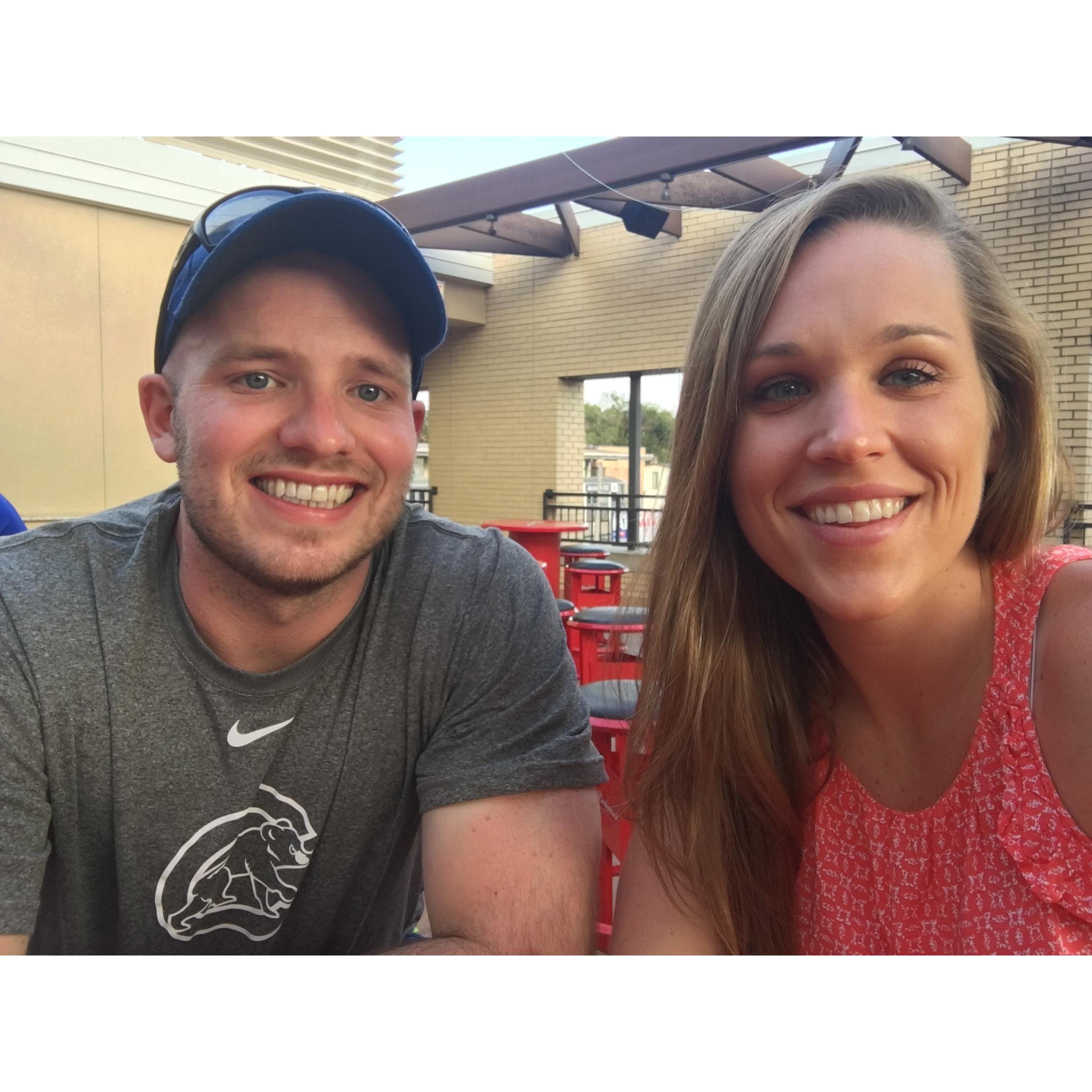 (July 2017) Hanging out in Wrigleyville, watching the Cubs from a nearby bar. A very standard summer night for us, which we love!