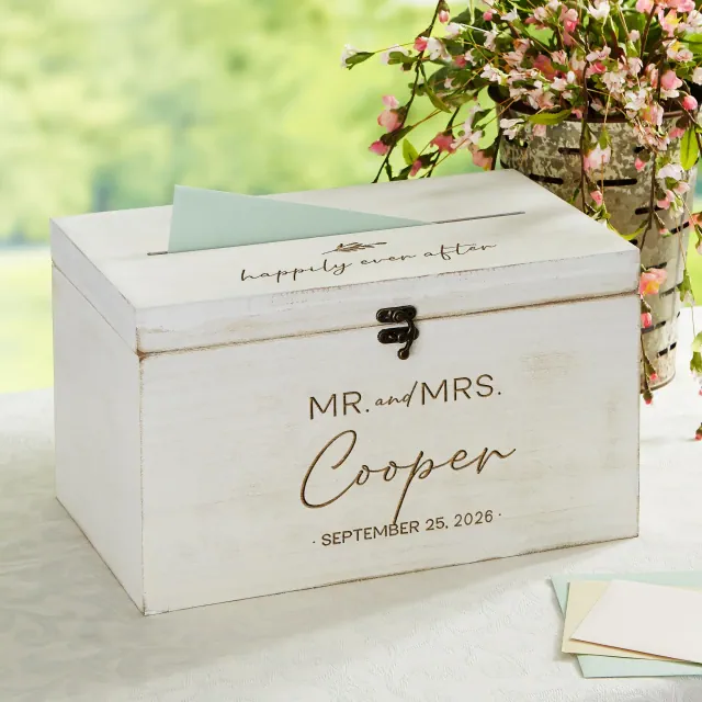 Natural Love Engraved Wooden Wedding Keepsake Card Box