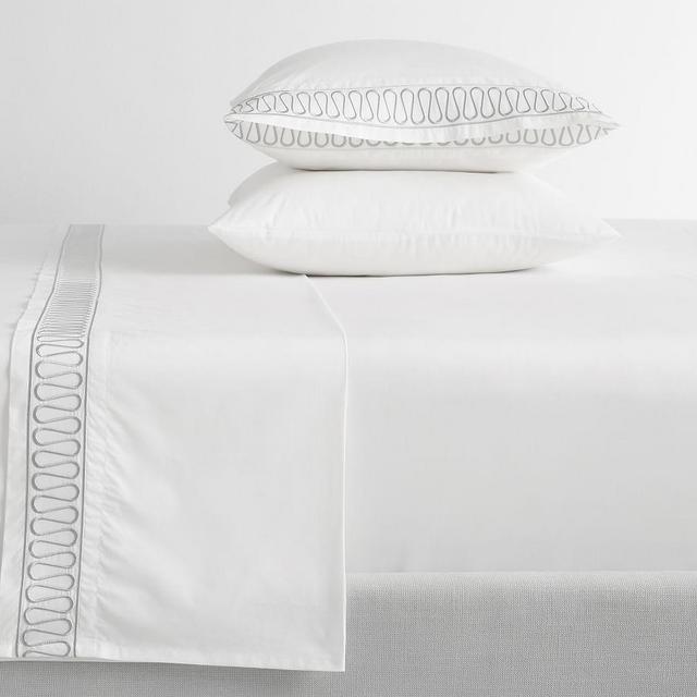 Monique Lhuillier Margaux Embroidered Organic Cotton Sheet Set, Full