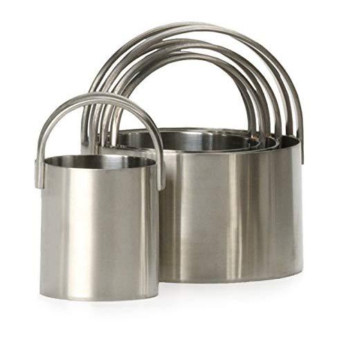 RSVP International Endurance BC-4 Round Biscuit Cutters - Stainless Steel, Set of 4 | Nest for Easy Storage | For Cutting Thick or Thin Dough | Professional | High Handle Arch, 6 Ounce, White Marble