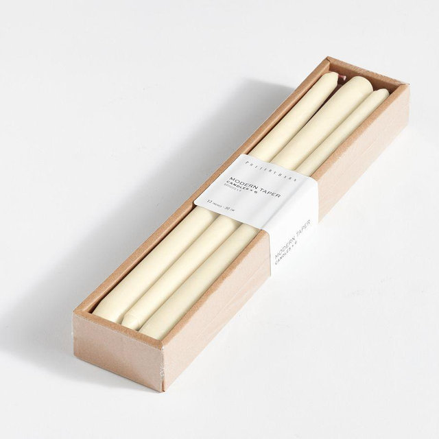 Modern Taper Candles, Set of 6 - Cream