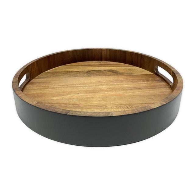 Studio 3B™ Round Acacia Wood Tray in Black