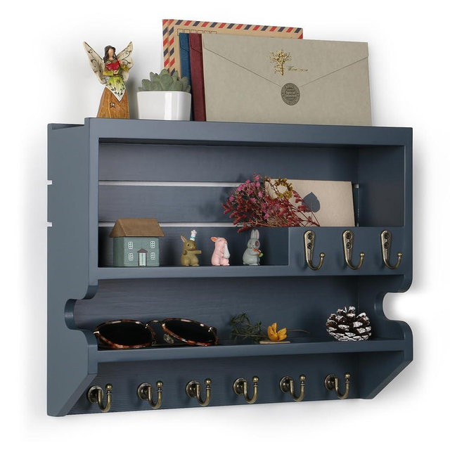 Innovation Key Holder for Wall, Mail Organizer with Key Hooks, Keys Holder on Wall, Gray