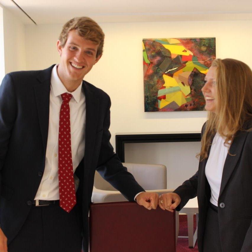We met at work at KPMG in July 2018 (with desks next to each other)!