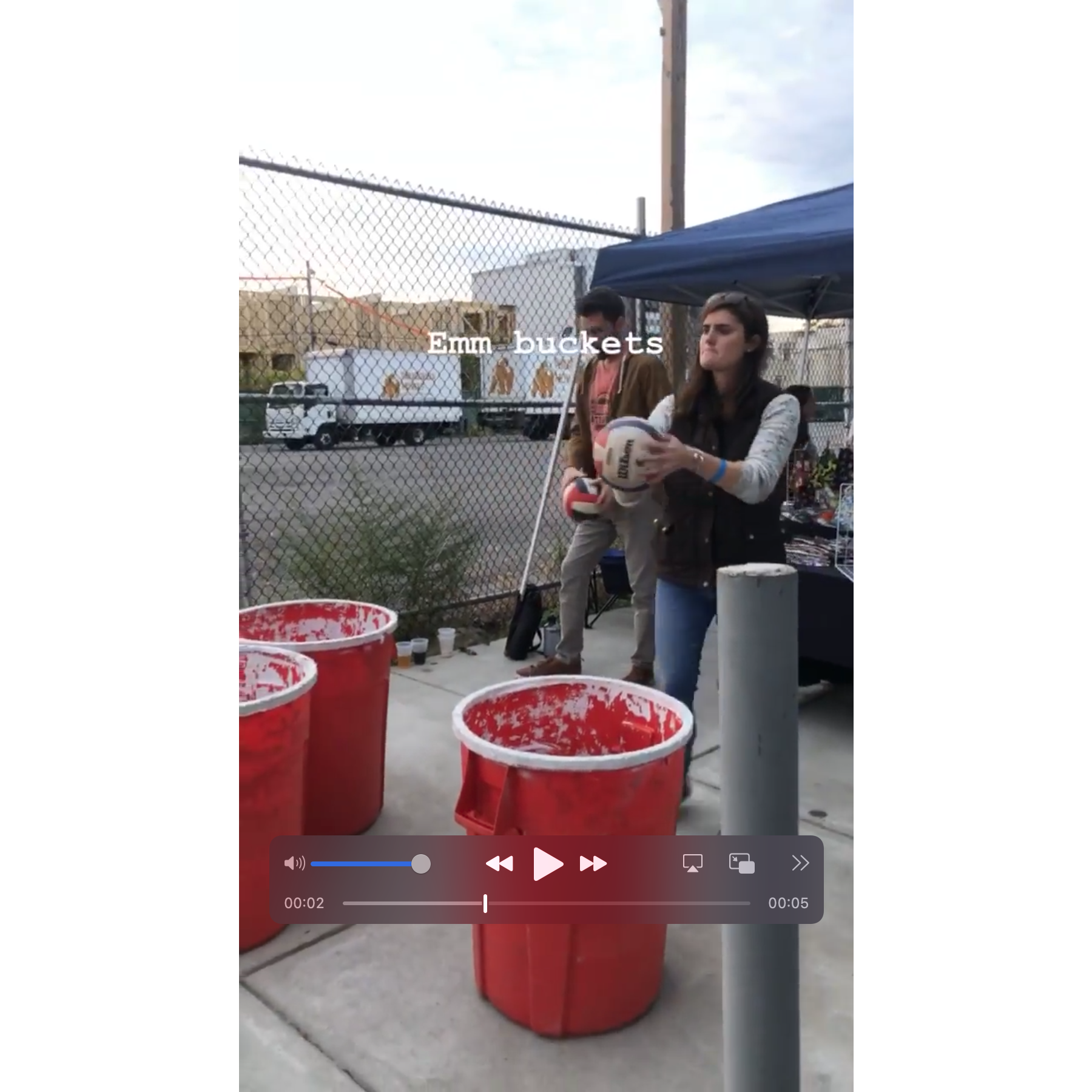 ...em buckets is born -- photo cred some nice stranger in line who never got a chance to play.  Yes we may have trashcan beer pong at our wedding.