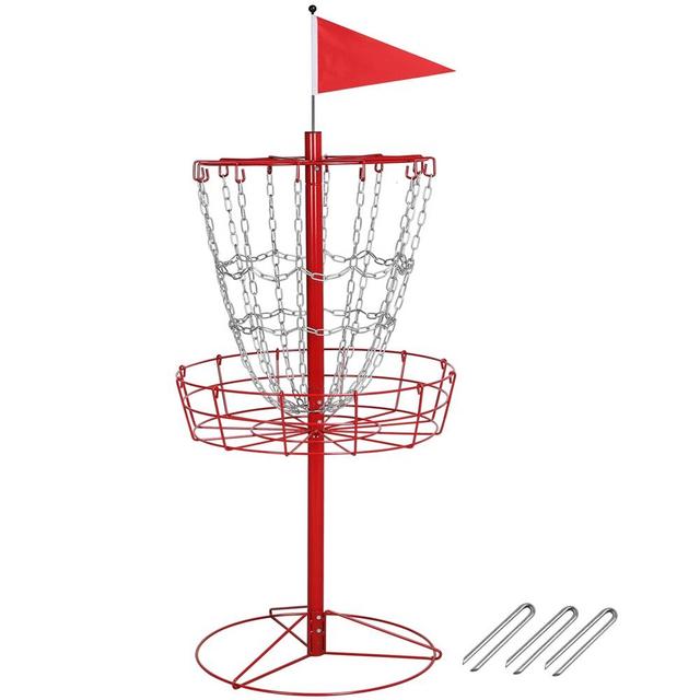 SmileMart 12-Chain Portable Disc Golf Basket Metal Flying Disc Golf Target, Red