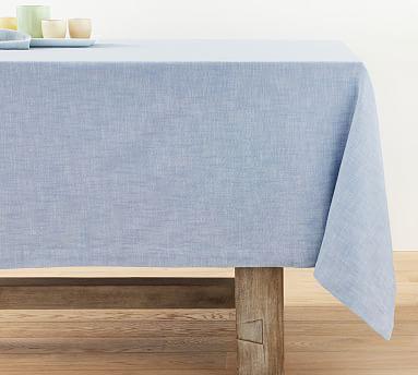 Organic Cotton Casual Tablecloth (in Blue Chambray) from Pottery Barn