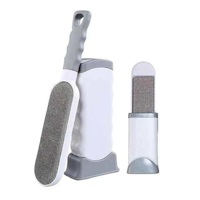 No/Brand Pet Hair Remover Brush Dog Cat Hair Remover with Self-Cleaning Base Double Sided (Grey)