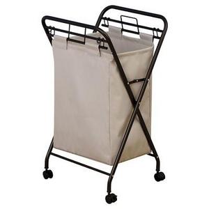 Household Essentials - Rolling Laundry Hamper - Removable Canvas Bag - Antique Bronze